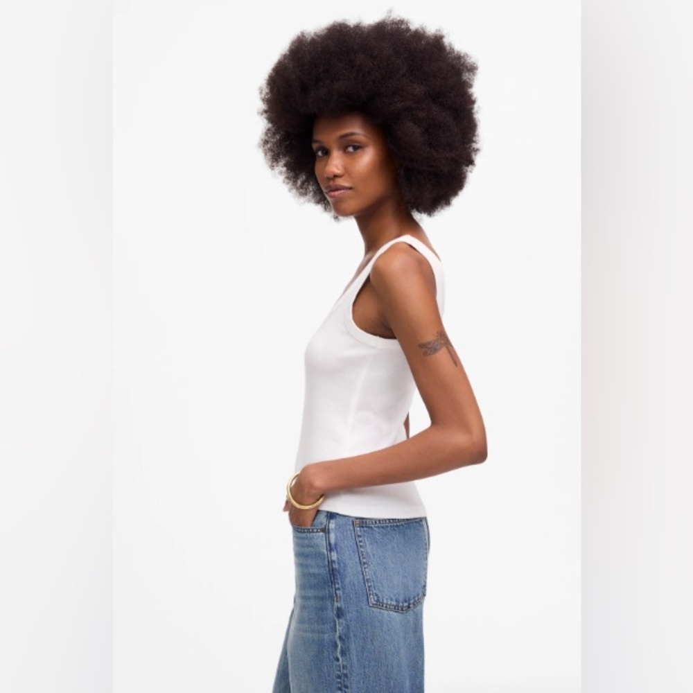 Madewell Ribbed White Tank Top - Picture 2 of 7